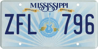 MS license plate ZFL796