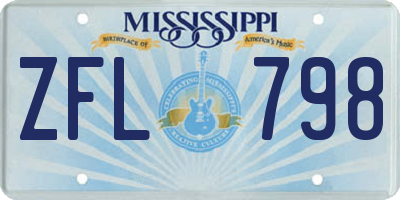 MS license plate ZFL798