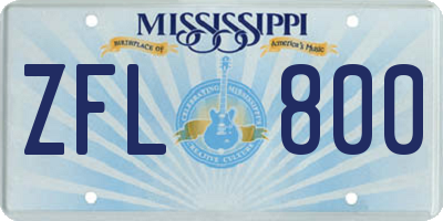 MS license plate ZFL800