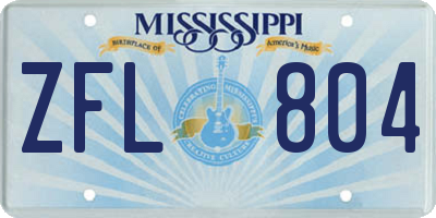 MS license plate ZFL804