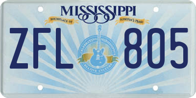 MS license plate ZFL805