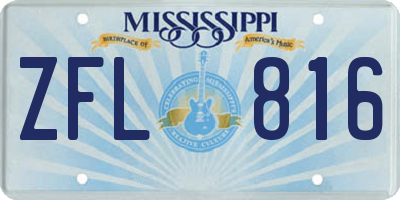 MS license plate ZFL816