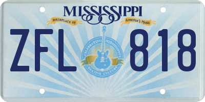 MS license plate ZFL818