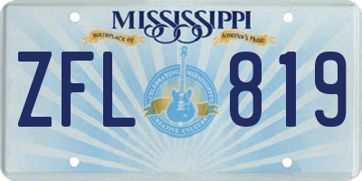 MS license plate ZFL819
