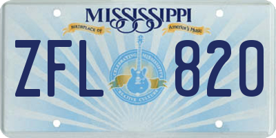 MS license plate ZFL820