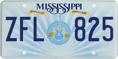 MS license plate ZFL825