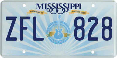 MS license plate ZFL828