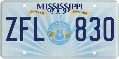 MS license plate ZFL830