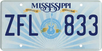 MS license plate ZFL833