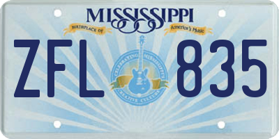 MS license plate ZFL835