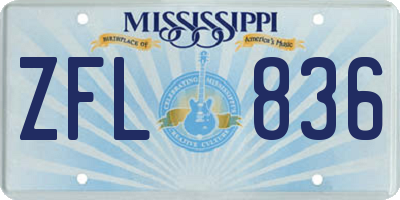 MS license plate ZFL836