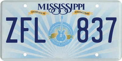 MS license plate ZFL837