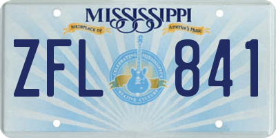 MS license plate ZFL841