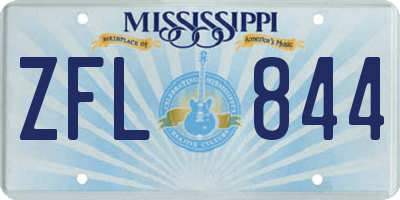 MS license plate ZFL844