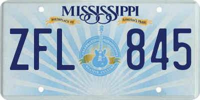 MS license plate ZFL845