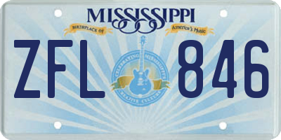 MS license plate ZFL846