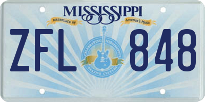 MS license plate ZFL848
