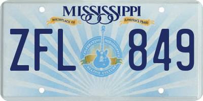 MS license plate ZFL849