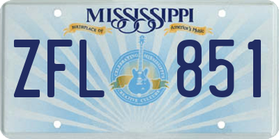 MS license plate ZFL851