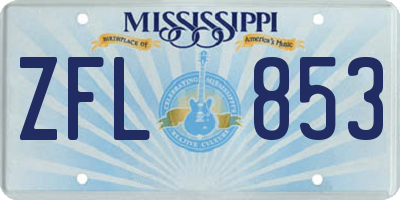 MS license plate ZFL853