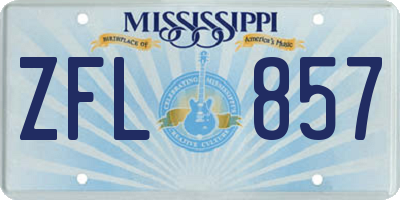 MS license plate ZFL857