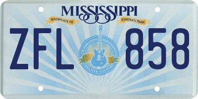 MS license plate ZFL858