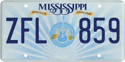 MS license plate ZFL859