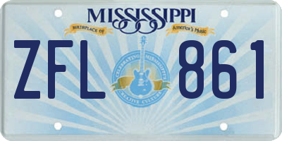 MS license plate ZFL861