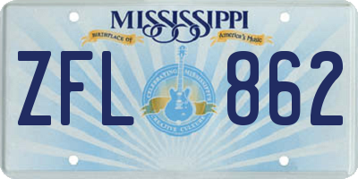 MS license plate ZFL862