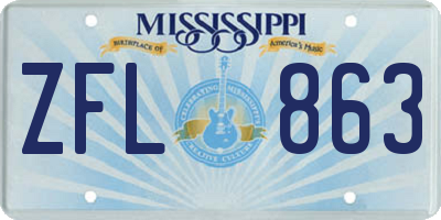 MS license plate ZFL863
