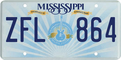 MS license plate ZFL864
