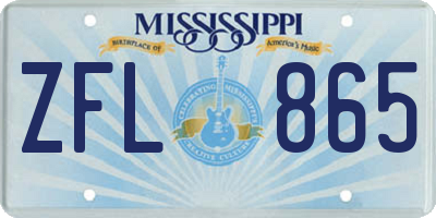 MS license plate ZFL865