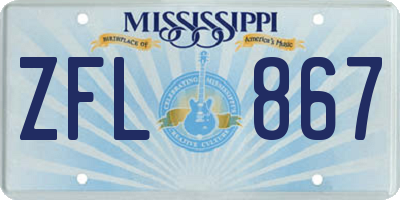 MS license plate ZFL867