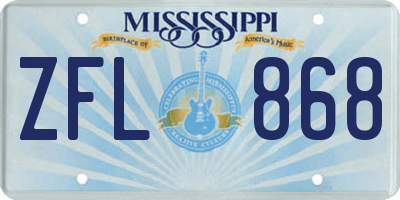 MS license plate ZFL868