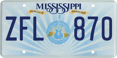 MS license plate ZFL870