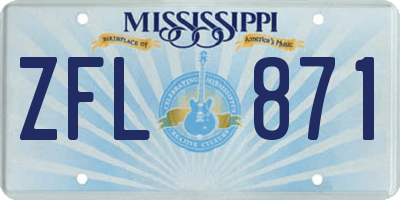 MS license plate ZFL871