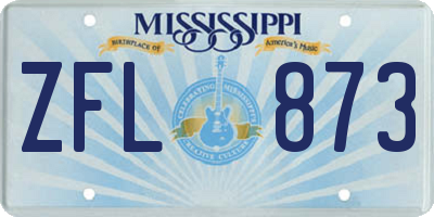 MS license plate ZFL873