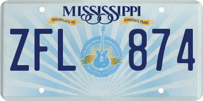 MS license plate ZFL874