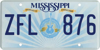 MS license plate ZFL876