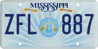 MS license plate ZFL887