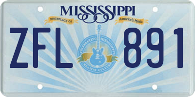 MS license plate ZFL891