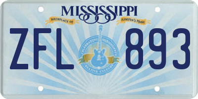 MS license plate ZFL893