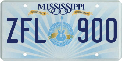 MS license plate ZFL900