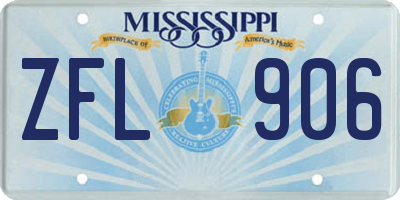 MS license plate ZFL906