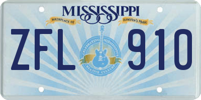 MS license plate ZFL910