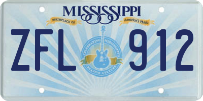 MS license plate ZFL912
