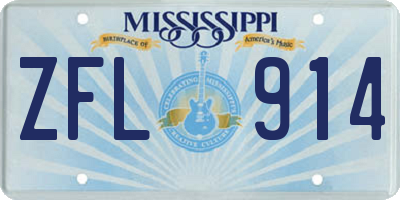 MS license plate ZFL914