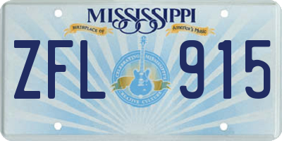 MS license plate ZFL915