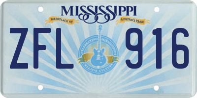 MS license plate ZFL916