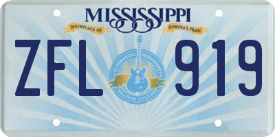 MS license plate ZFL919